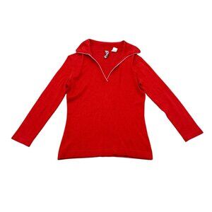 Vintage Barney’s Red Silk Cashmere Collared Sweater